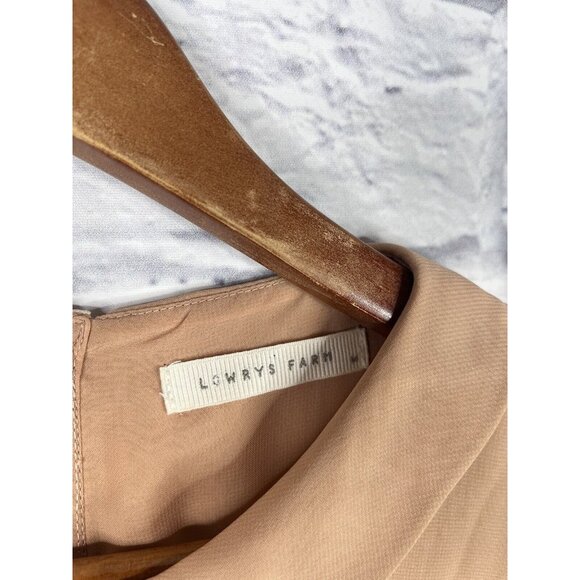 LOWRYS FARM Women's Tan Collared Animal Print Short Sleeve Dress Medium - Picture 2 of 7